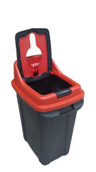 Κάδος Ανακύκλωσης Κόκκινος-Μαύρος (Πλαστικό) 50lt